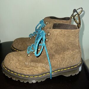 Dr. Martens Olive Boots with Blue Laces